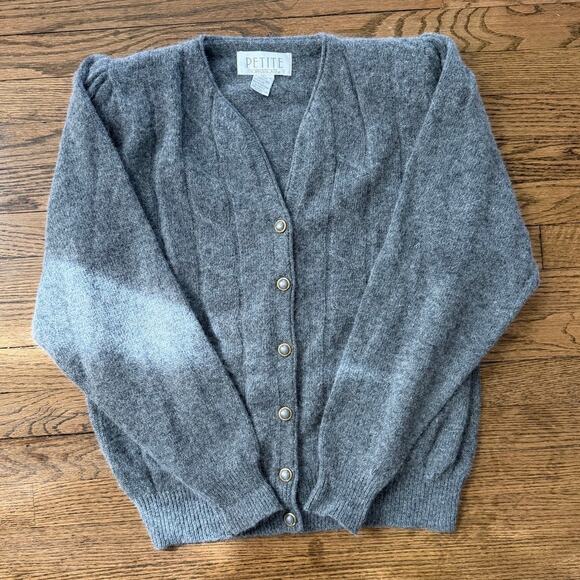 Petite Sophisticate Sweaters - VTG Petite Sophisticate Gray Lambswool Blend Cardigan Size S